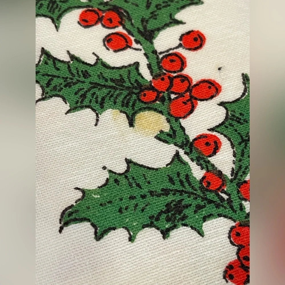 Fallani &‎ Cohn made in USA all cotton mid century heavy tablecloth-Christmas